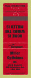 Matchbook Cover - Miller Opticians Lima OH
