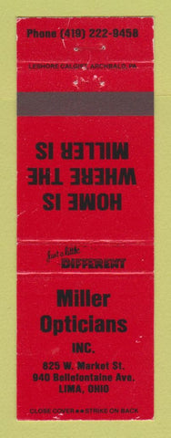 Matchbook Cover - Miller Opticians Lima OH