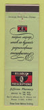 Matchbook Cover - Jefferson Pharmacy Drug Store Fort Wayne IN