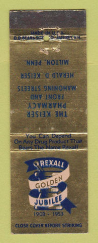 Matchbook Cover - Keiser Pharmacy Drug Milton PA Rexall 1953 WEAR