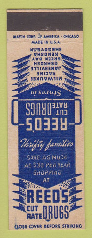 Matchbook Cover - Reed Drug Stores Milwaukee Racine Janesville Oshkosh WI
