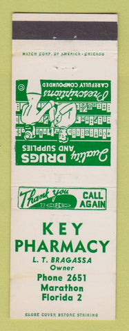 Matchbook Cover - Key Pharmacy Drug Store Marathon FL