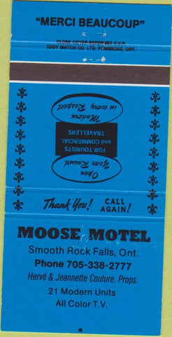 Matchbook Cover - Moose Motel Smooth Rock Falls ON 30 Strike