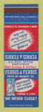 Matchbook Cover - Ferris and Ferris Drug Stores Cigars San Diego CA
