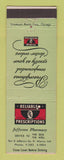 Matchbook Cover - Jefferson Pharmacy Drug Store Fort Wayne IN