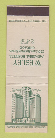 Matchbook Cover - Wesley Memorial Hospital Chicago IL