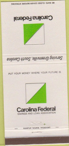 Matchbook Cover - Carolina Federal Bank Greenville SC 30 Strike