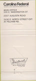 Matchbook Cover - Carolina Federal Bank Greenville SC 30 Strike
