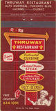 Matchbook Cover - Thruway Restaurant Lachine QC 30 Strike
