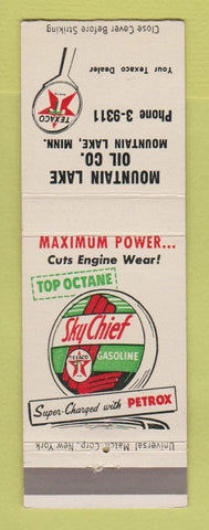 Matchbook Cover - Texaco oil gas Mountain Lake MN