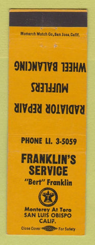 Matchbook Cover - Franklin's Texaco oil gas San Luis Obispo CA