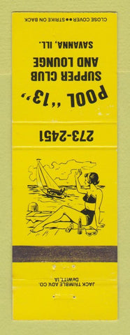 Matchbook Cover - Pool 13 Supper Club Savanna IL girlie