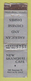 Matchbook Cover - New Shanghai Cafe Palo Alto CA CROWN POOR STRIKER