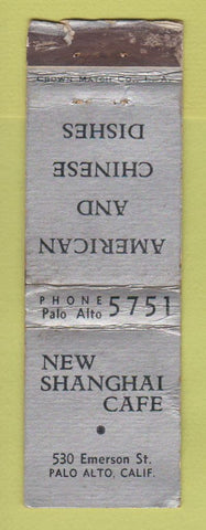 Matchbook Cover - New Shanghai Cafe Palo Alto CA CROWN POOR STRIKER