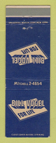 Matchbook Cover - Bill Vogel Insurance Newark NJ Columbian