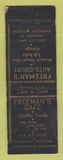 Matchbook Cover - Freeman's Cafe Evanston WY WRON motel