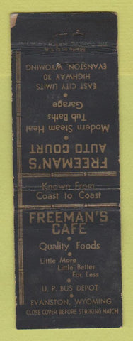 Matchbook Cover - Freeman's Cafe Evanston WY WRON motel