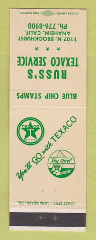 Matchbook Cover - Russ's Texaco oil gas Anaheim CA