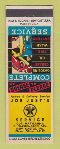 Matchbook Cover - Texaco oil gas Joe's New Castle PA