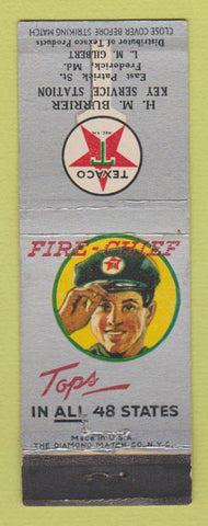 Matchbook Cover - Texaco oil gas HM Burrier Frederick MD