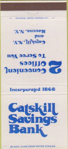 Matchbook Cover - Catskill Savings Bank NY Ravena NY 30 Strike