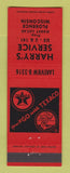 Matchbook Cover - Texaco oil gas Harry's Florence WI