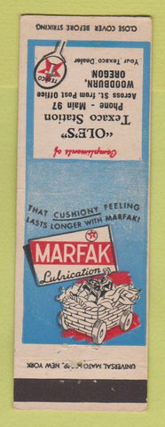 Matchbook Cover - Texaco oil gas Ole's Woodburn OR