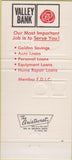Matchbook Cover - Valley Bank Cleveland Rosedale OH 30 Strike