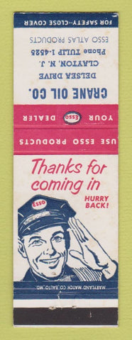 Matchbook Cover - Esso oil gas Crane Clayton NJ