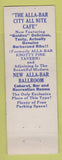 Matchbook Cover - Alla Bar Nite Club St Paul MN girlie