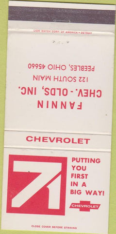 Matchbook Cover - Fannin Chevy Olds 1971 Peebles OH 30 Strike