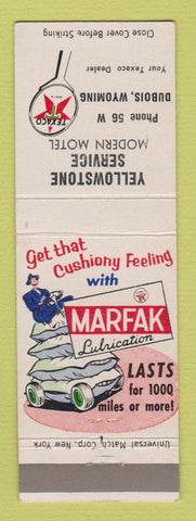 Matchbook Cover - Texaco oil gas  Yellowstone Service Dubois WY Motel