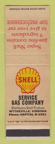 Matchbook Cover - Shell oil gas Wytheville VA