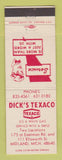 Matchbook Cover - Dick's Texaco oil gas Midland MI