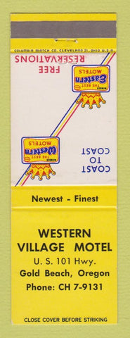 Matchbook Cover - Best Western Western Village Motel Gold Beach OR