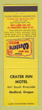 Matchbook Cover - Best Western Crater Inn Motel Medford OR