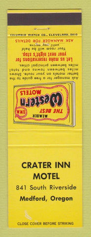 Matchbook Cover - Best Western Crater Inn Motel Medford OR