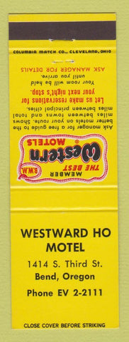 Matchbook Cover - Best Western Westward Ho Motel Bend OR