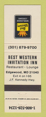 Matchbook Cover - Best Western Invitation Inn Edgewood MD #1