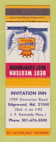 Matchbook Cover - Best Western Invitation Inn Edgewood MD #2