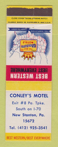 Matchbook Cover - Best Western Conley's Motel New Stanton PA