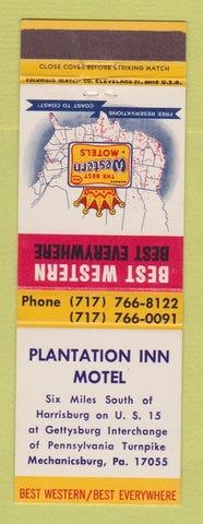 Matchbook Cover - Best Western Plantation Inn Motel Mechanicsburg PA