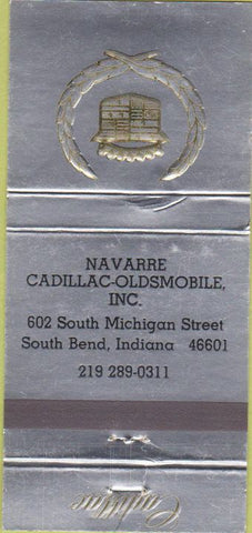 Matchbook Cover - Navarre Cadillac Olds South Bend IN  30 Strike