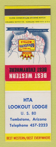 Matchbook Cover - Best Western HTA Lookout Lodge Tombstone AZ