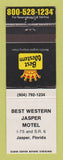 Matchbook Cover - Best Western Jasper Motel Jasper FL