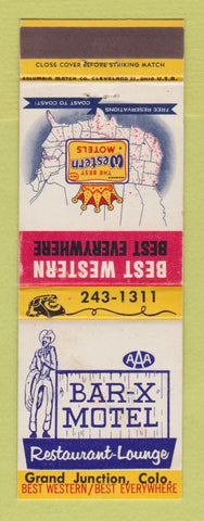 Matchbook Cover - Best Western Bar X Motel Grand Junction Colorado