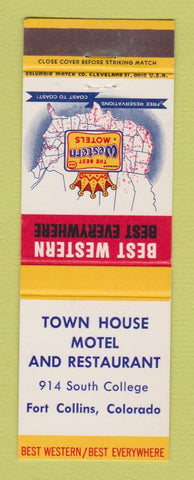Matchbook Cover - Best Western Town House Motel Fort Collins Colorado