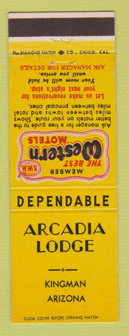 Matchbook Cover - Best Western Arcadia Lodge Kingman AZ