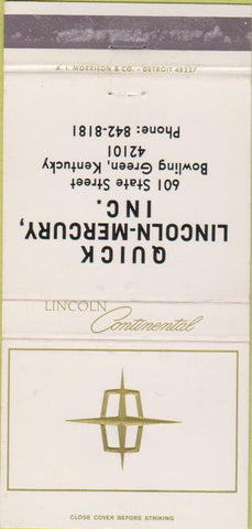 Matchbook Cover - Quick Lincoln Mercury Bowling Green KY 30 Strike