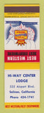 Matchbook Cover - Best Western Hi Way Center Lodge Salinas CA